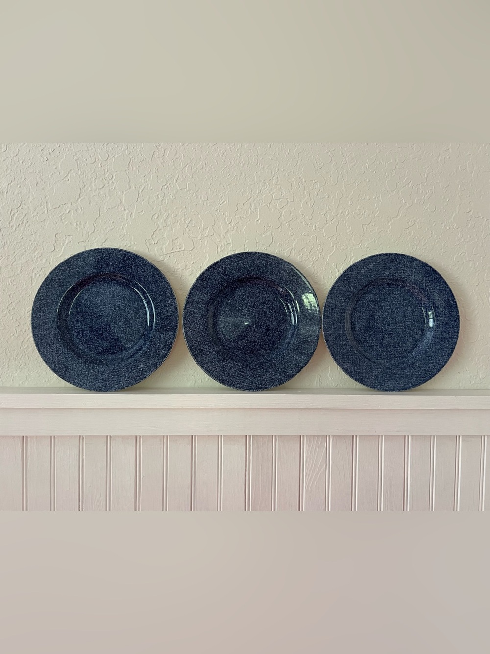 Set of 3 Ralph Lauren Denimware Blue Denim Salad Plates 8.25" Made in England